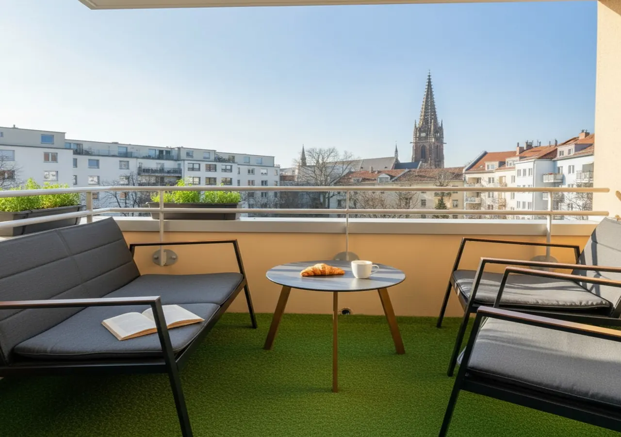 Balcony of the Stadtnest overlooking Leipzig