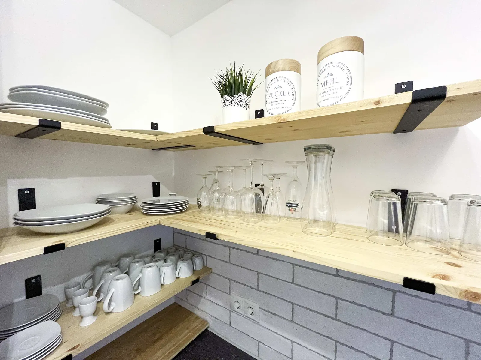 Kitchen shelf with crockery